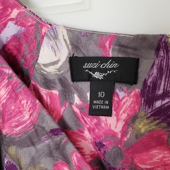 Suzi Chin Floral Print Ruched Sheath Dress - Picture 8 of 9